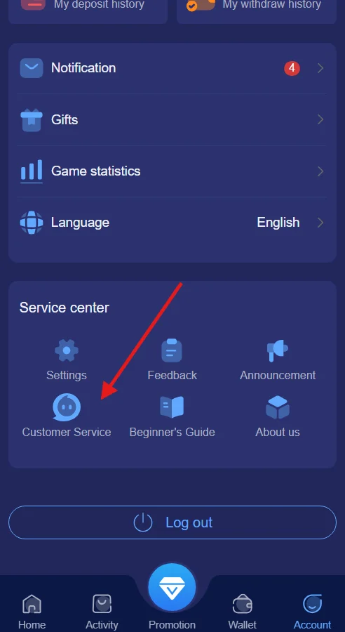 go to customer service page